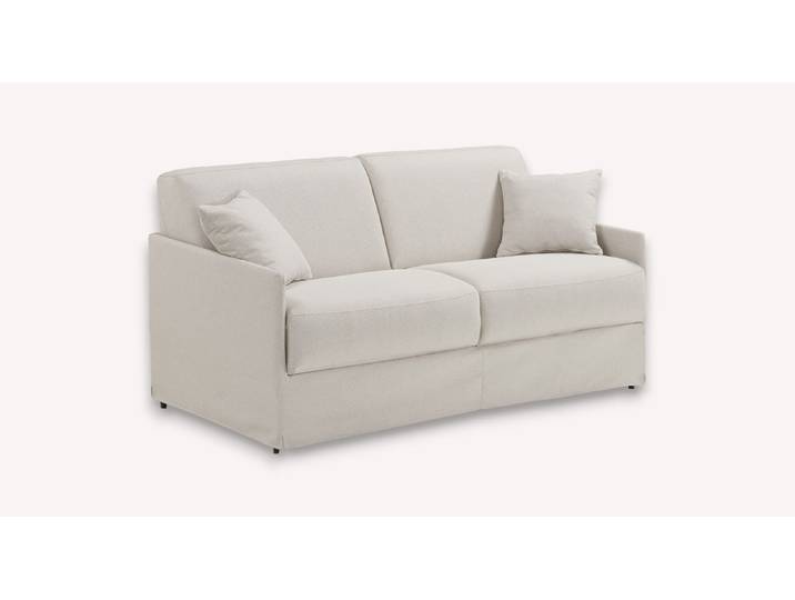 Canapé convertible Tissu LIA - Beige - Couchage 120x195 - Sommier Grille