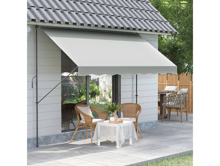 Outsunny Auvent Manuel Rétractable 300x175cm Crème UV40+