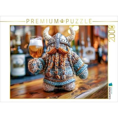 CALVENDO Puzzle Wikinger Einherjer mit einem Glas Bier. Gehäkelt. | 2000 Teile Lege-Größe 90x67cm Foto-Puzzle für glückliche Stunden