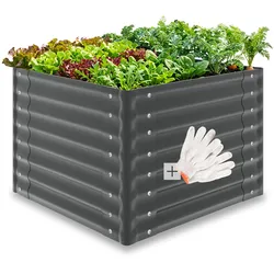 tectake® Hochbeet, aus verzinktem Stahl, stabil, sicher, witterungsbeständig, mit offenem Boden und abgerundeten Kanten
