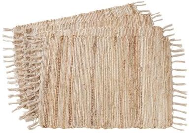 Saro Lifestyle "Jute Chindi Braided Placemats (Set of 4) - 14""x20"""