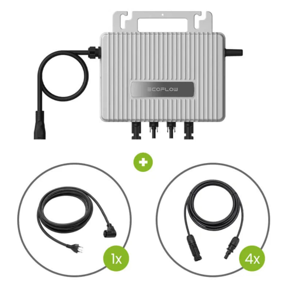 EcoFlow Stream Micro Wechselrichter + 3m Solarkabel Verlängerung + 5m Stromkabel EFStreamMI800W+AC5M+PV3M*4