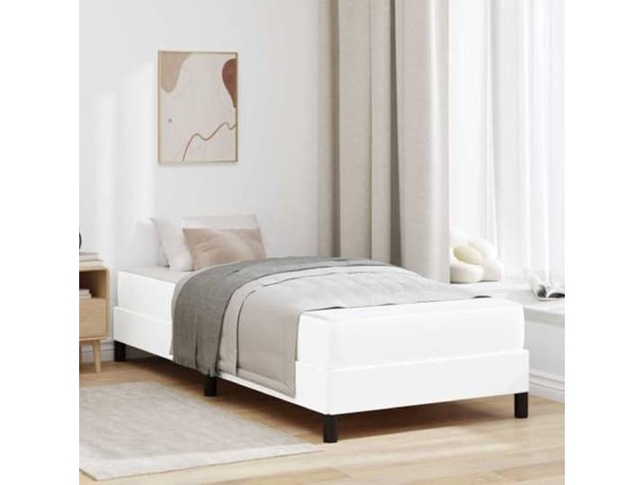 Stoffbezogenes Multizonen Komfortbettgestell Schlafzimmer Modern 100x200 cm Bettgestell mit Matratze Reinweiß 100x200 cm Stoff Bettrahmen mit Lattenrost Komfort Matratze Taschenfederkern für
