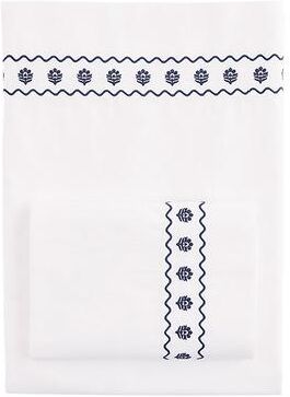Petite Fleur Embroidered Sheet Set - Indigo, Full - Ballard Designs