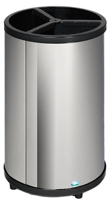 Robuste Wertstoffsammelstation ohne Dach | 30 Liter je Behälter, HxBxT 72x42x42cm | Edelstahl | Silber