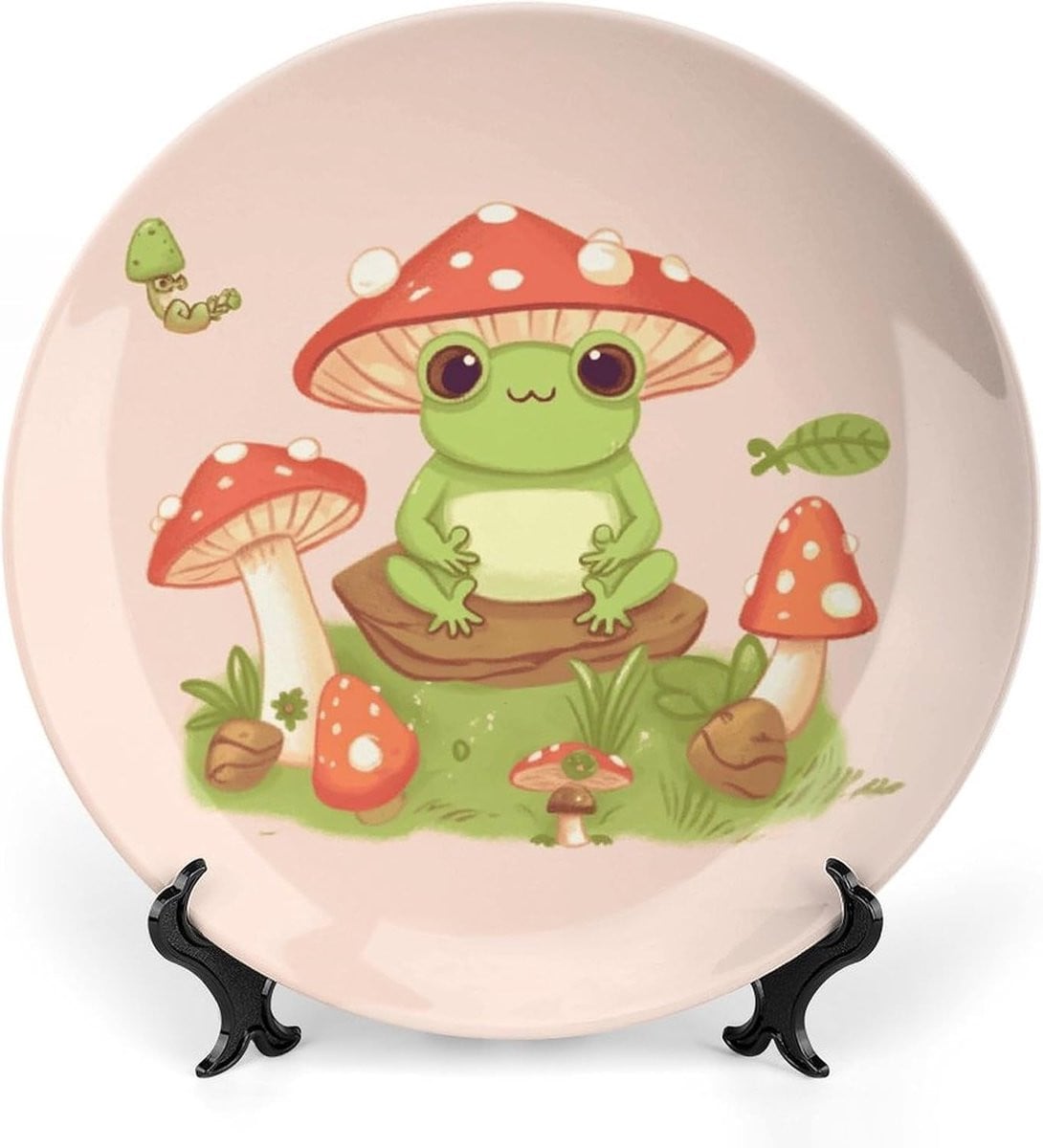 Decoratieve Keramische Plaat met Display Standaard - Porseleinen Kunstbord voor Wanddecoratie - Diameter: 25,7 cm
