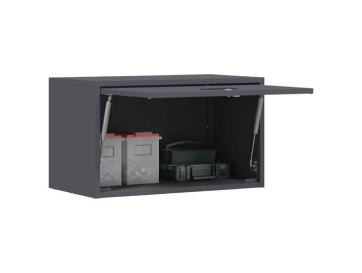 KTHLBRH Wandschrank Anthrazit 60 x 33 x 35 cm Pulverbeschichteter Stahl, Klapptür, Schloss mit Schlüssel, Wandmontage