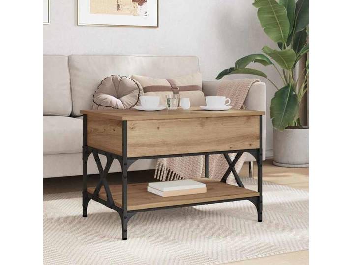 Table basse - MOTHINESSTO - Chêne artisanal - 70x50x50cm - Bois d'ingénierie - Convertible