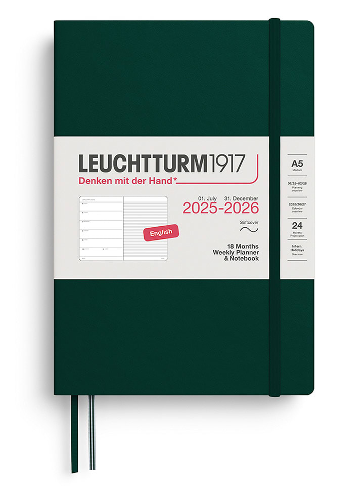 LEUCHTTURM1917 Wochenkalender & Notizbuch in Dunkelgrün - A5, ENG - onesize