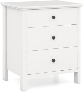 Costway 3-Drawer Wooden Nightstand Modern Bedside Table-White