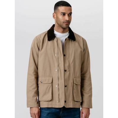 Outdoorjacke TEESHOPPEN "TEESHOPPEN Jacket Twill Jacket", Herren, Gr. S, beige, Obermaterial: 97% Baumwolle, 3% Elasthan, Jacken Outdoorjacke