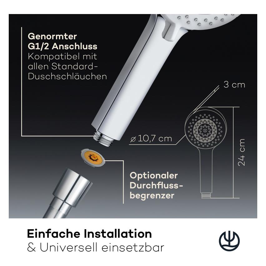 Kludi X1 Duschkopf (3 Strahlarten, 15 l/min) (8183005-81)