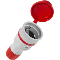 Tragbare zerlegbar Steckdose 230V Schuko IP44 mit Klappe Grau-Rot W-01147