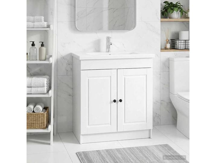 vidaXL Unter dem Waschbecken Badschrank Hochglanz Weiß