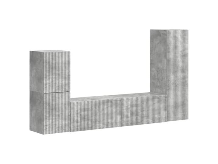 RJPLMFV TV-Bank, 4-teilig, grau, Beton, Holz, Technik Wanddesign, Aufbewahrungsfächer, leicht zu reinigen, modernes Wohnzimmer