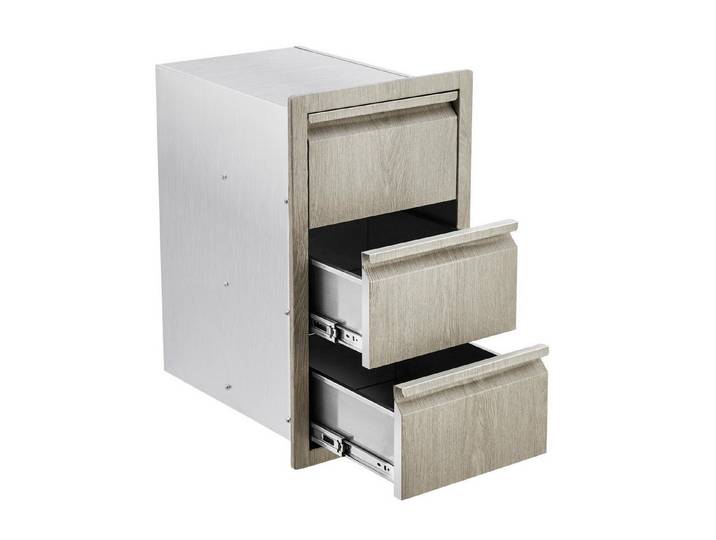 GarveeMore Unterschrank Edelstahl 37x62x62 cm 3 Schubladen BBQ Insel Outdoor Küche