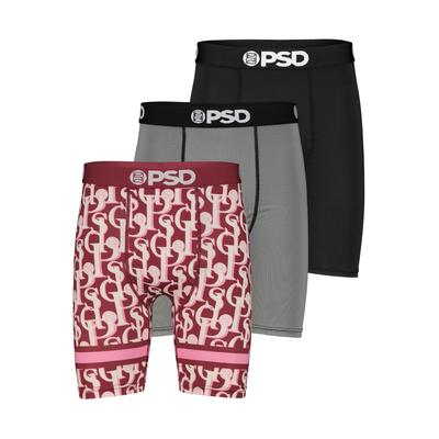 Boxershorts PSD "3 PACK - PSD JCQRD WINE Herren", Herren, Gr. M, bunt (multi), 90% POLYESTER, 10% ELASTHAN, Unterhosen