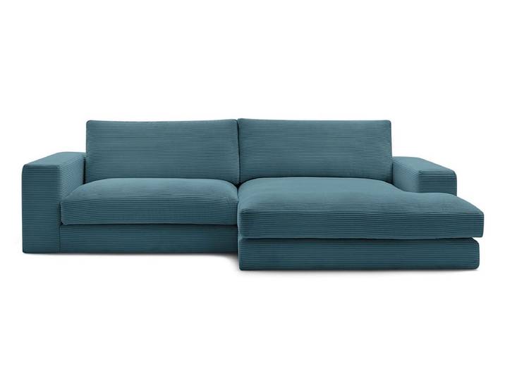 Ecksofa BOBOCHIC LEONARD Cord-Stoff hellblau