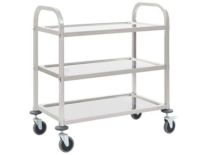 vidaXL 3-Stufiger Servierwagen 95x45x83,5 cm Edelstahl