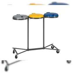 PROREGAL Robuster Abfallsammler für Wertstoffsortierung 3-Fach | Fahrbar, mit Rollen | 3x 120 Liter, HxBxT 96x106,5x44cm | Stahl | Mülleimer