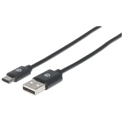Manhattan USB 2.0 Typ C-Kabel, Typ A-Stecker auf Typ C-Stecker, 480 Mbit/s, 3 m, schwarz
