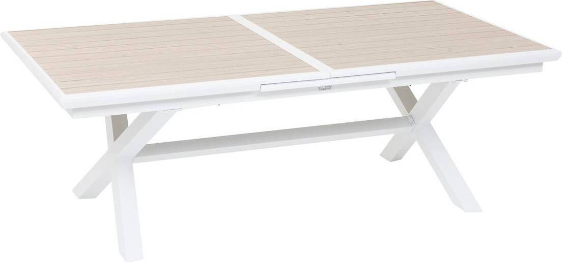 Ausziehbarer gartentisch "axiome" aus aluminium leinen &amp weiß mit epoxybehandlung 10 plätze - Hespéride