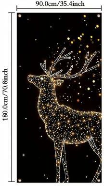 Uplift Treasures Red Gold Christmas Door Cover Banner With Bows Decor gold