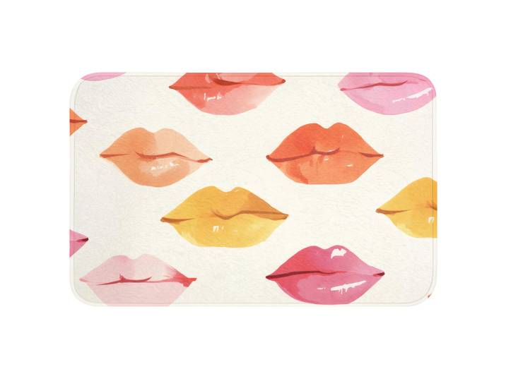 OnlyWow Badematte Lippen - Bunt - Glänzend Badvorleger 80x50 cm, Rosa, Füllung: Polyurethan (Pur), Rechteckig, 80x50 cm, Heimtextilien, Badtextilien, Badematten