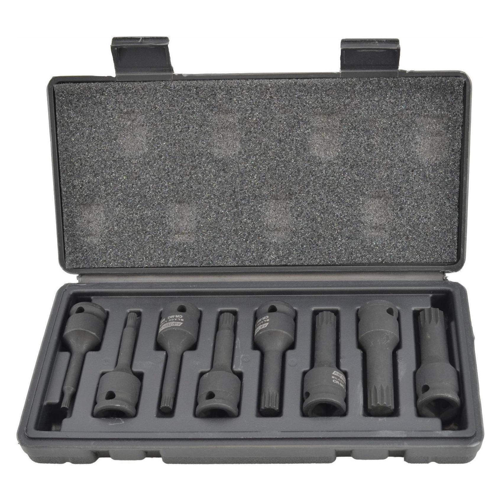 Awtools Klucze Udarowe Trzpieniowe Spline 8szt. Black Line (AW38782BL)