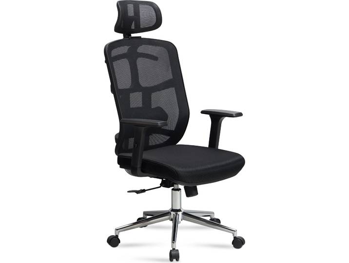 Bürostuhl Schwarz Mesh ergonomisch höhenverstellbar mit Kopfstütze