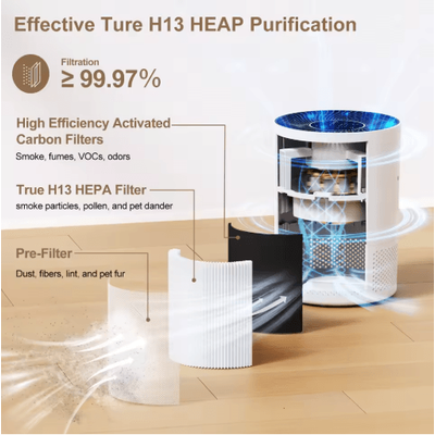 Chuboor HEPA Air Purifier For Home Allergies And Pet Hair Up To 360 Ft pj01 hepa ue