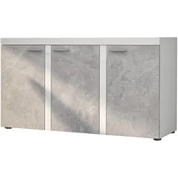 SIDEBOARD Spacoro 3D Weiß, Beton 148,8/82/40,3 cm – Wohnzimmer Kommode Modern