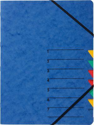 PAGNA Dokumentenmappe Easy, DIN A4, Gummizugverschluss, 7-teilig, blau
