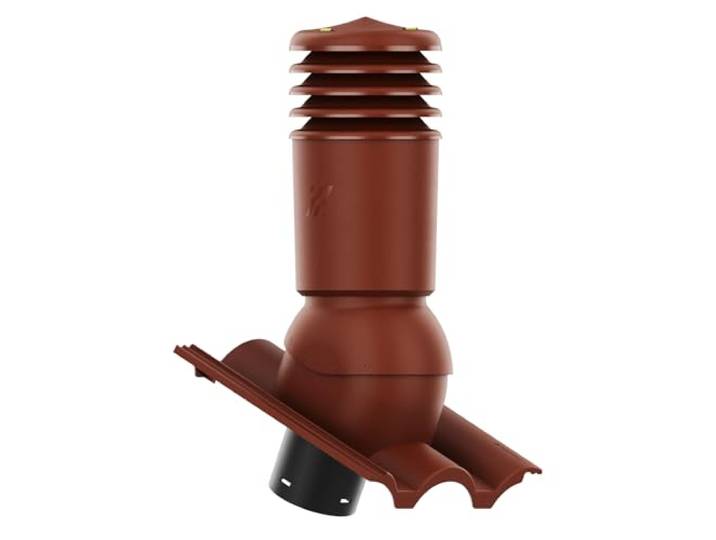 Entlüfterkamin Hivent 150mm mit Isolierung für Betondachziegel Braas Taunus Pfanne - Doppelrömer Dachentlüftung Chestnut