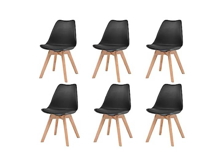 Makastle Esszimmerstühle 6 STK. Schwarz Kunststoff