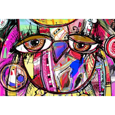 Fototapete PAPERMOON "Abstrakt Gesicht", bunt, B:2,5m L:1,86m, Vlies, Tapeten