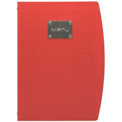 Securit® Speisekartenhülle A4 "Rio" - Rot - Plakette "Menu" inklusive - 4 Sichtseiten