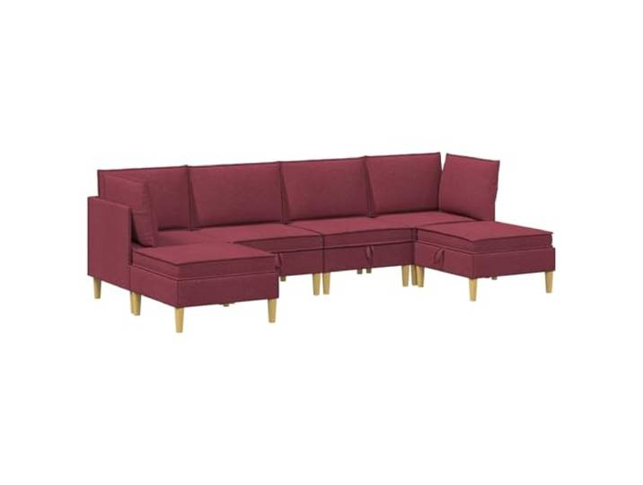 Makastle Modulares Sofa-Set 6-TLG. mit Stauraum Weinrot Stoff