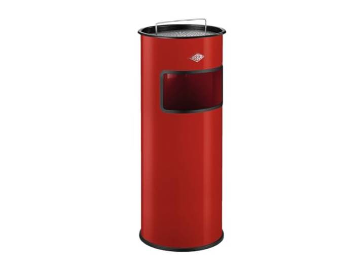 WESCO mittlerer Standascher mit Sieb in der Farbe rot pulverbeschichtetes Stahlblech, 30 Liter Volumen, Einwurfschlitz, ohne Einsatz