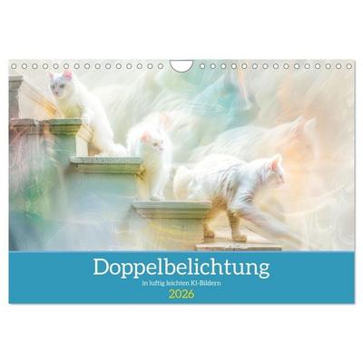 Doppelbelichtung in luftig leichten KI-Bildern (Wandkalender 2026 DIN A4 quer), CALVENDO Monatskalender