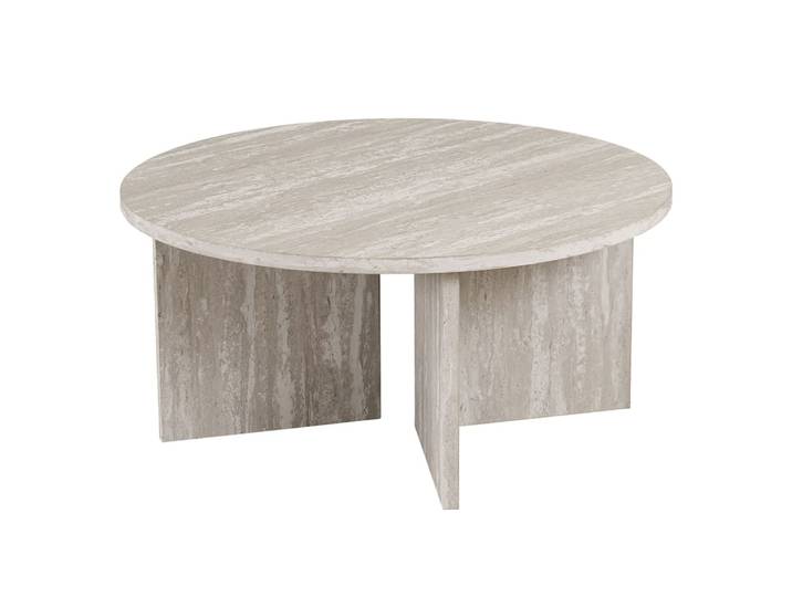 Table basse ronde couleur travertin gris d90 cm