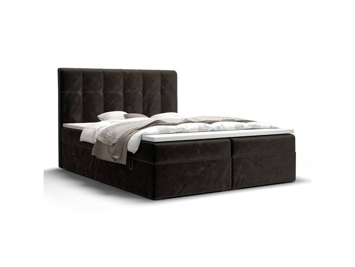 Boxspringbett, Schwarz, 140x200 cm, Holzwerkstoff, 2 Stauräume, Modern