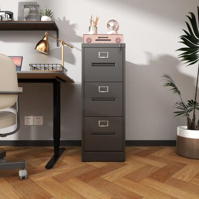 DEVERA 3-Drawer Narrow File Cabinet with Lock