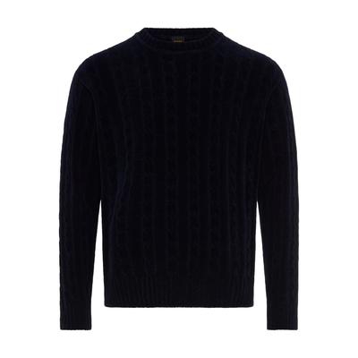 Strickpullover BOSS ORANGE "Ketrecio", Herren, Gr. L, schwarz (dunkelblau404), Chenille;Strick, Obermaterial: 100% Baumwolle, unifarben, relaxed fit normal, Rundhals, Bündchen, Pullover Strickpullover, Chenille-Garn, reine Baumwolle, Relaxed Fit