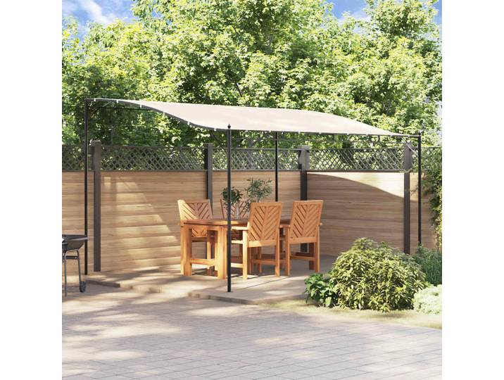 Auvent de couleur crème, 4x3 m, tissu 180 g/m² et acier, auvent de camping familial, tente pliante, protection solaire, pergola imperméable