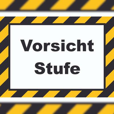HB-Druck Vorsicht Stufe Schild A6 Rückseite selbstklebend