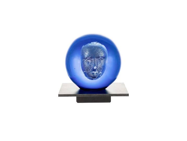 Kosta Boda BV Headman Glasskulptur Blau