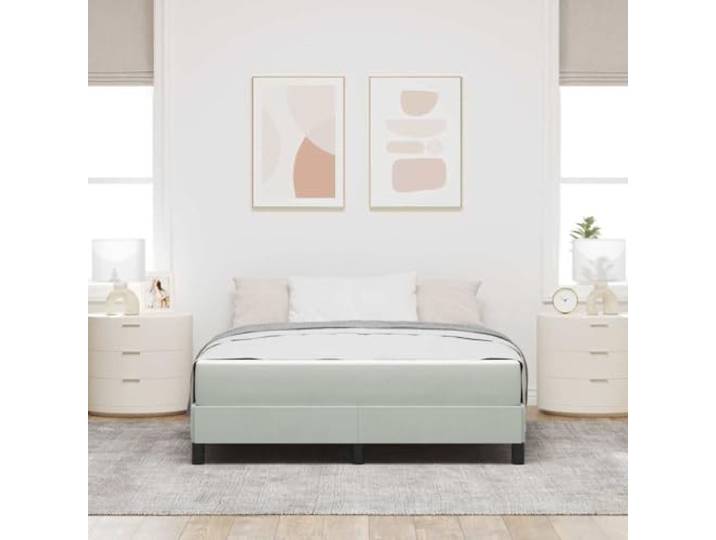 KTHLBRH Boxspringbett mit Matratze hellgrau 160 x 210 cm Stoff Stoffbezug, Holzrahmen, Taschenfederkernmatratze, mittlere Steifigkeit
