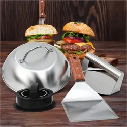 Gravidus Smash-Burger Maker Set 4-teilig mit Haube, Pressen und BBQ-Wender