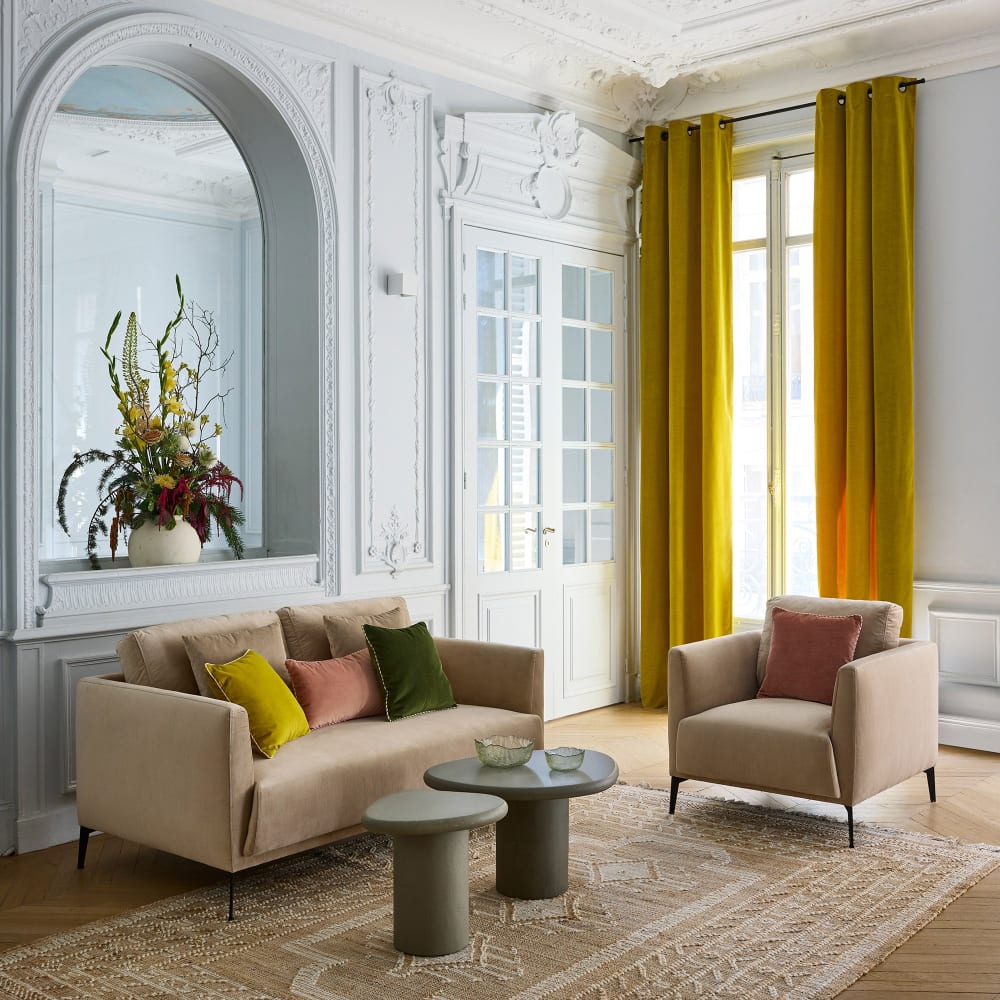 Madura Rideau en polyester jaune 137x350 cm Jaune 137x350cm